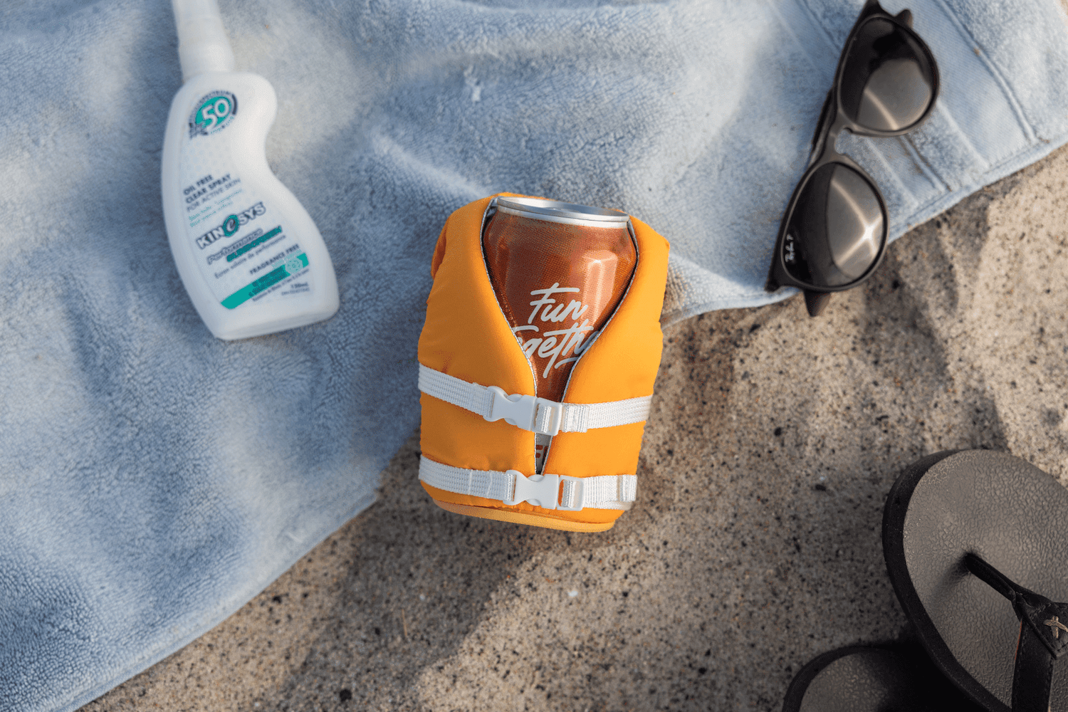 Orange Koozie Holder at The Beach