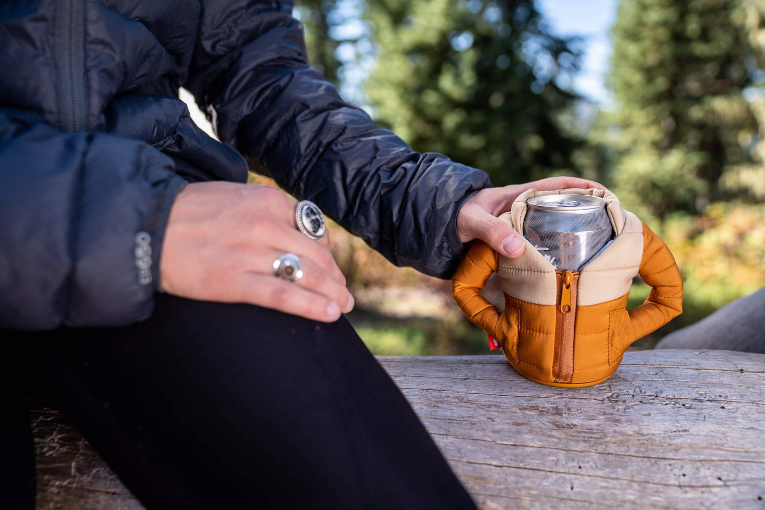 Orange Puffy Beer Jacket with Pockets