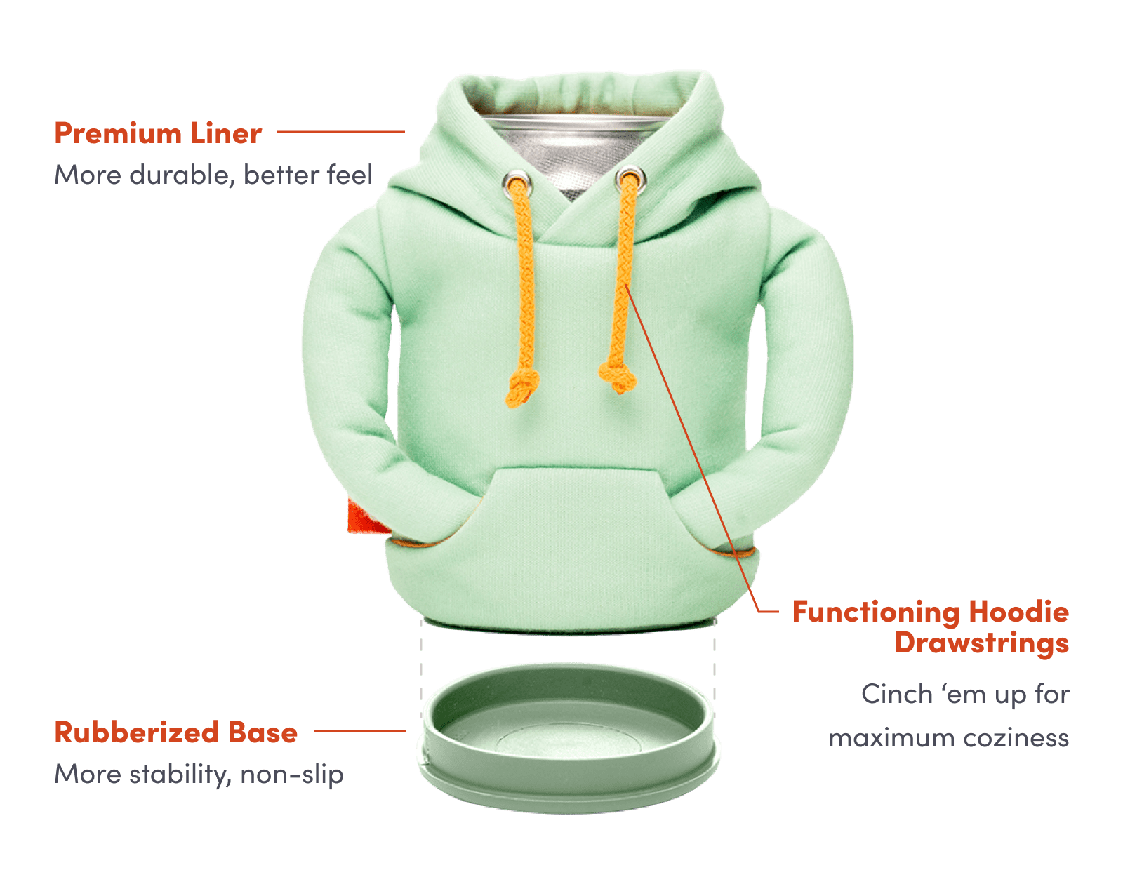 The Hoodie Koozie Features - Puffin Drinkwear