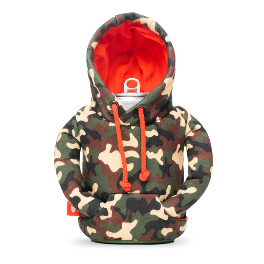 The Hoodie by Puffin Drinkwear drink sleeve #color_woodsy-camo-puffin-red