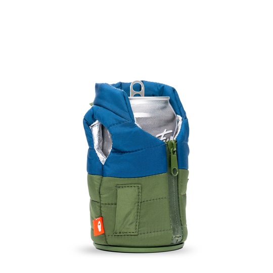 The Puffy Vest - Puffin Drinkwear drink sleeves #color_olive-green-sailor-blue