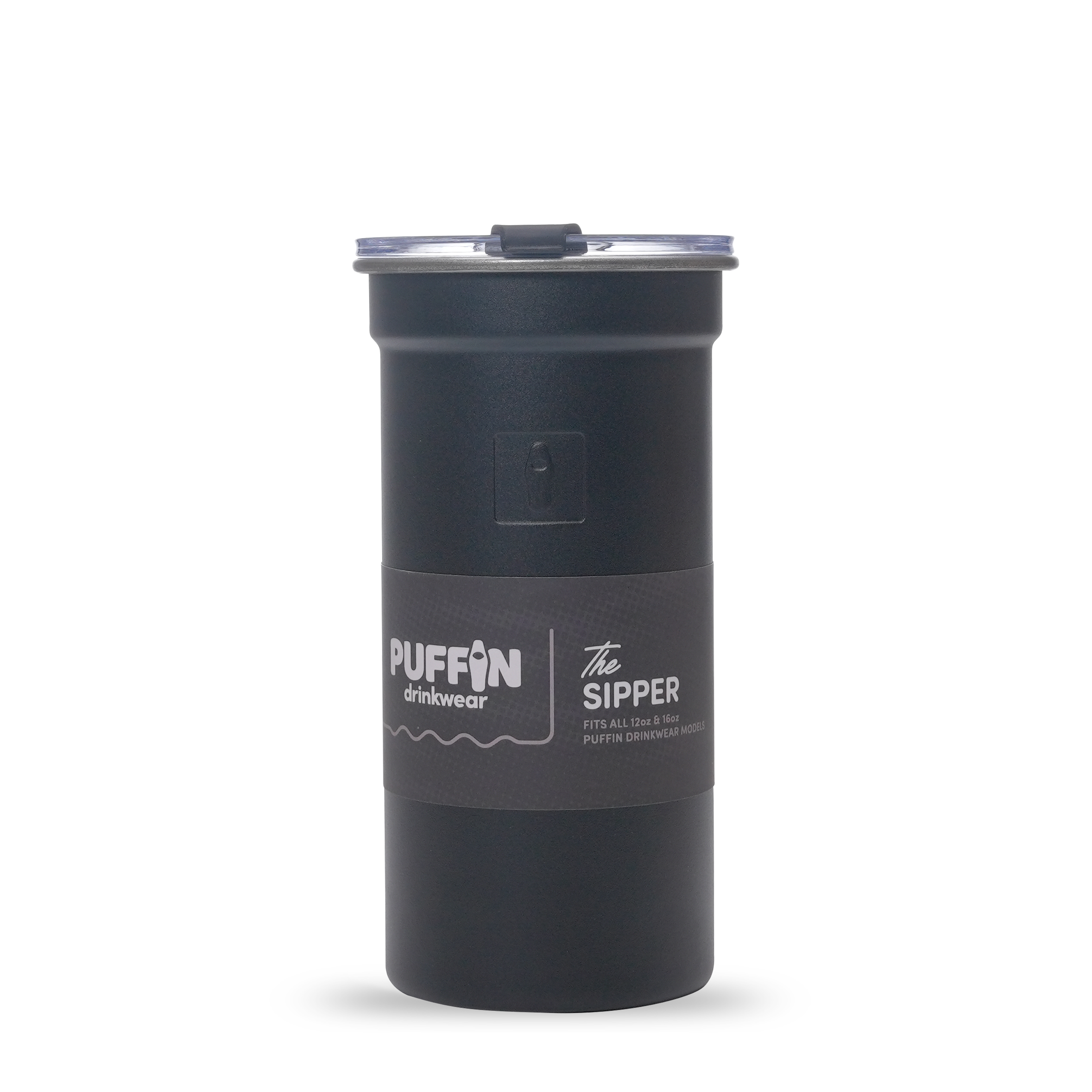 Puffin stainless steel 12 oz sipper cup in black #color_black