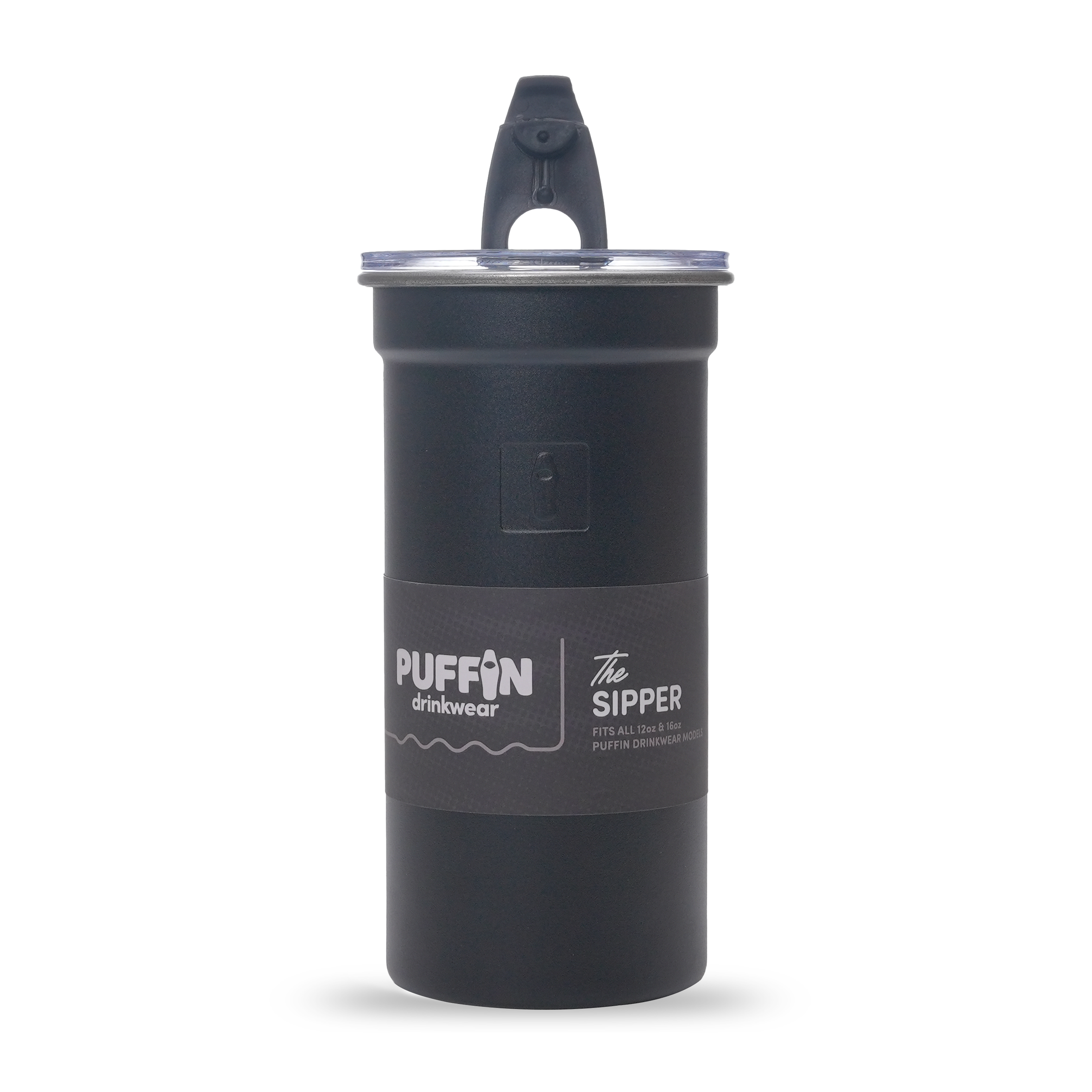 Puffin stainless steel 12 oz sipper cup in black #color_black