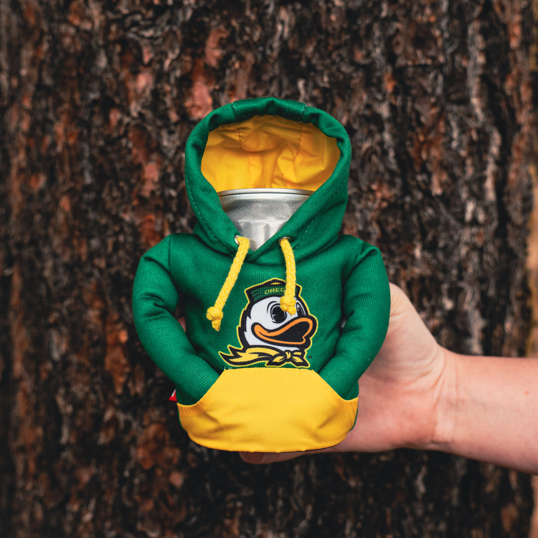 UO Duckhead Hoodie in hand #color_green-yellow